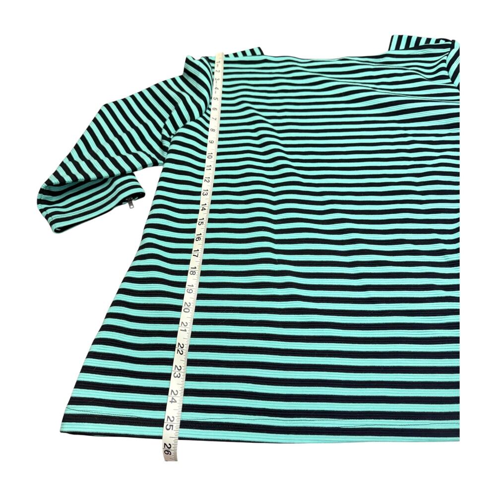 Croft & Barrow Teal Black Stripe Top 1X - Picture 5 of 6